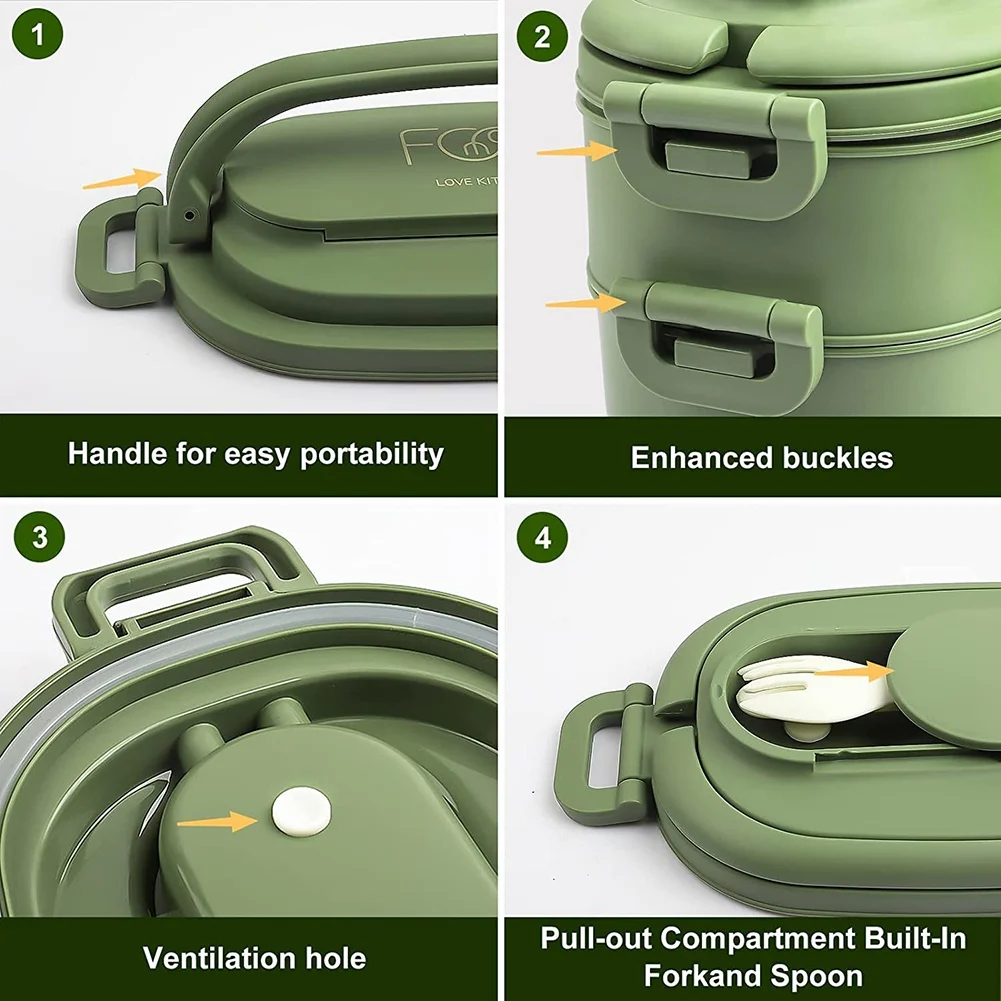 Boîte à lunch étanche pour enfants et adultes, ensemble de couverts, boîtes à bento, boîte à bento verte, enfants, hommes, femmes, adultes, écoles de travail