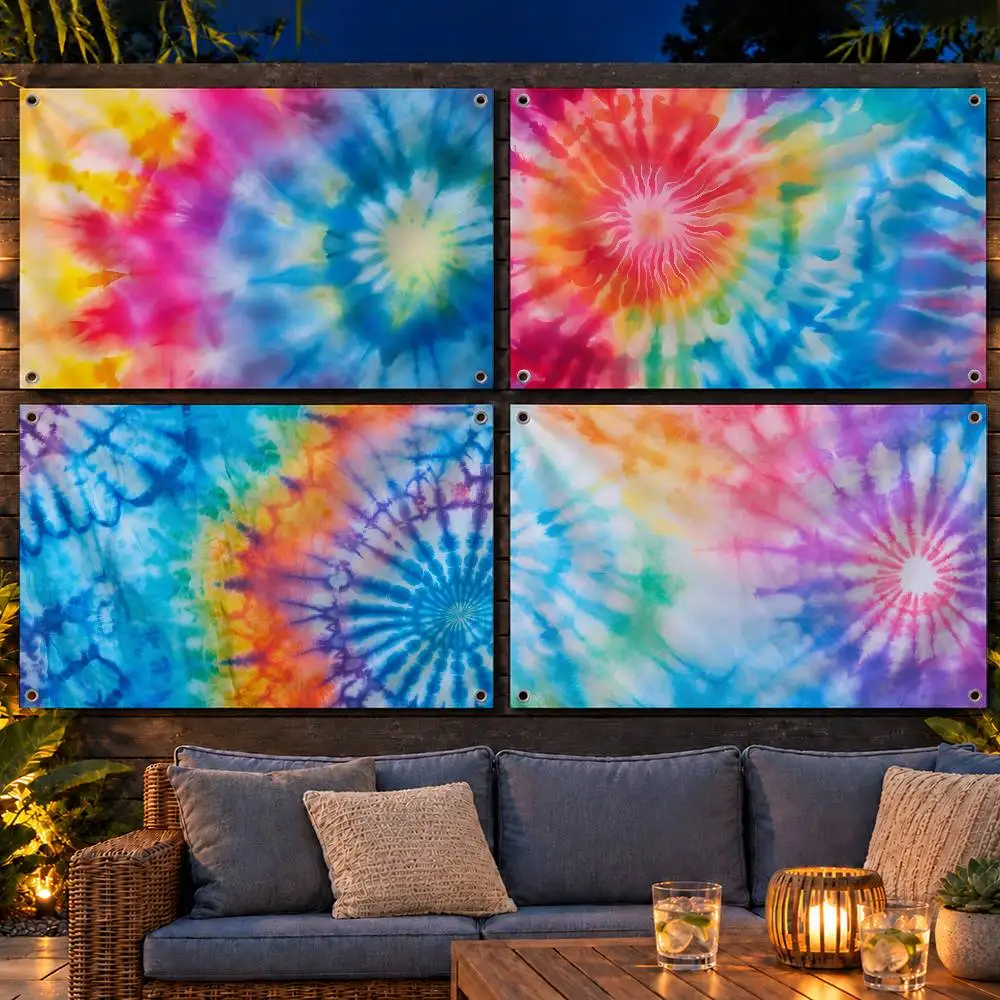 Colorful Pattern Tie Dye Pattern Indoor Outdoor Flag Banner Party Decor Hanging Wall Backdrop