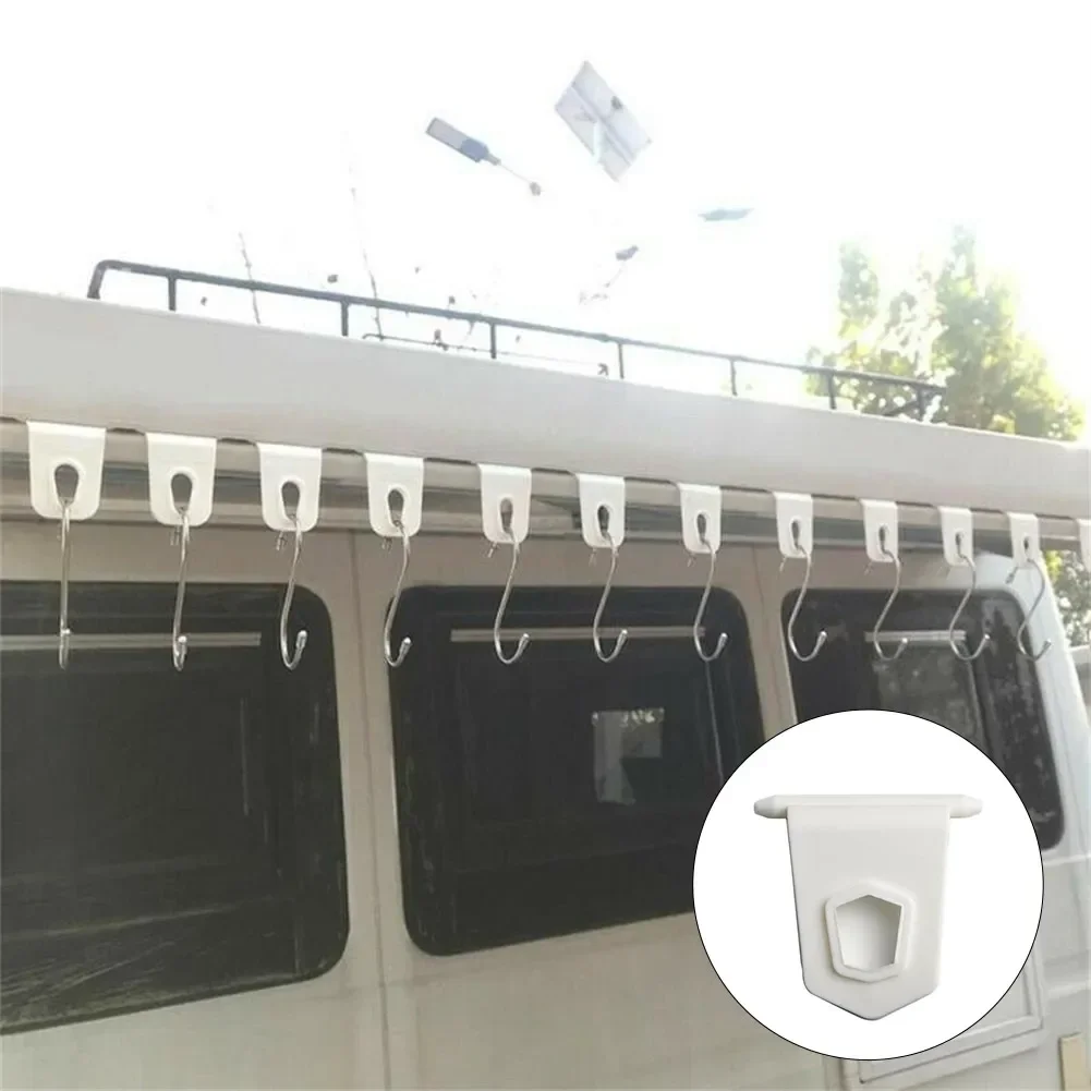 10PCS White  Awning Clothes Hook For RV Camper Caravan Party Light Holder For  RV Awning Roller Slot  For Most RV Camper Caravan