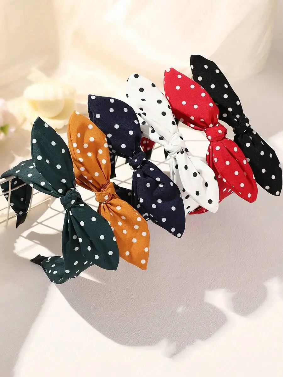 

Polka Dot Bunny Ears Headband For Women Vintage Hair Accessory Non-Slip Hair Hoop