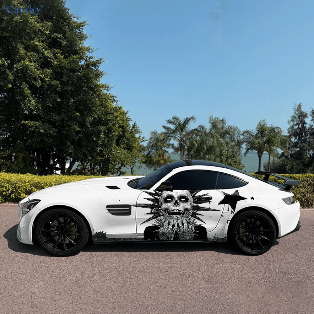 

Dark Punk Skeleton Rivet Car Vinyl Wraps Decal Self-adhesive PVC Sticker Suitable for Trucks SUV Decor Auto Accessories Gift