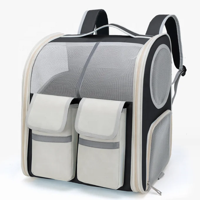 

New Soft Sided Mesh Ventilation Windows Storage Pockets Removable Rolling Wheels Wheeled Pet Carrier Backpack