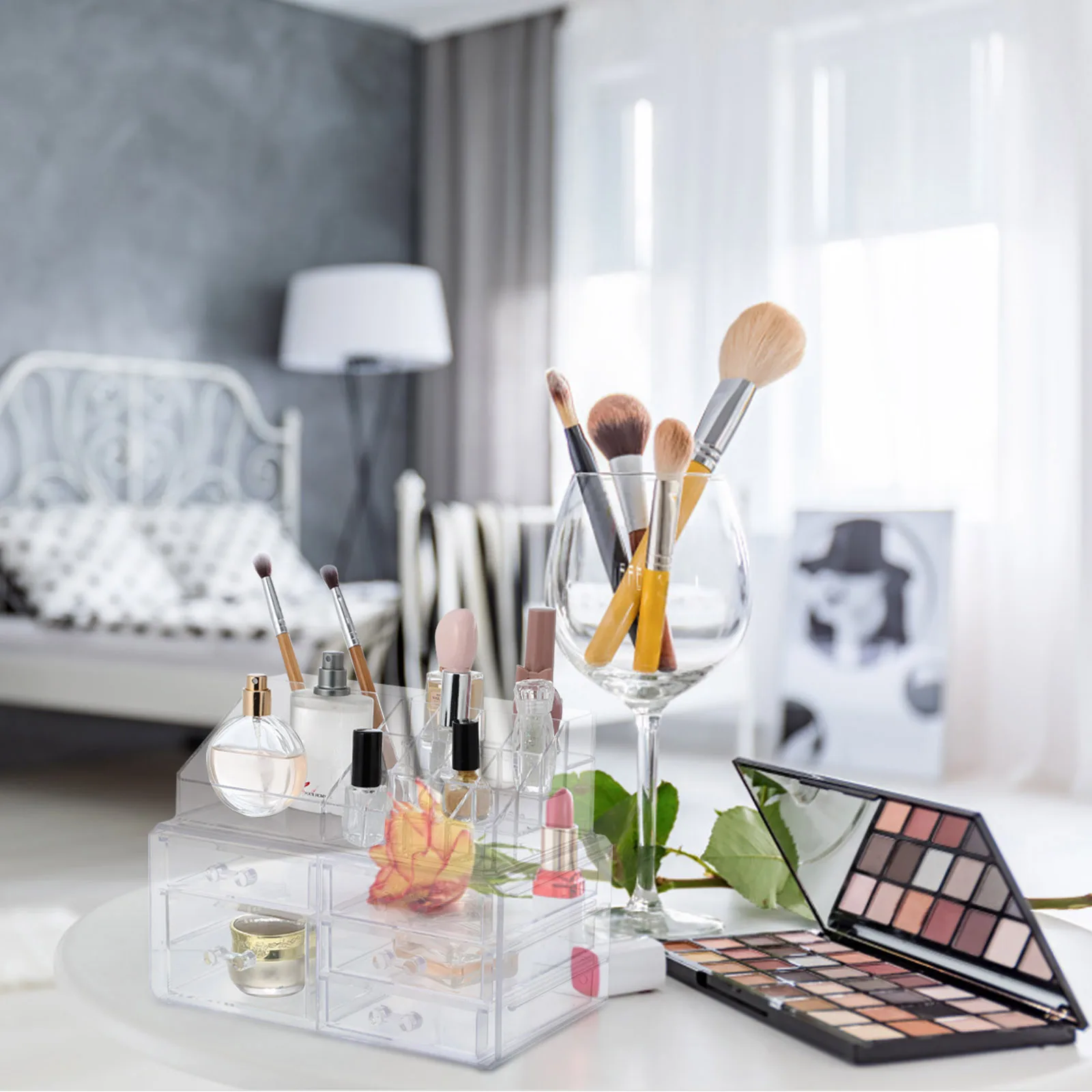 

Acrylic Storage Rack Makeup ganizer Desktop Lipstick Container Jewelry Holder Clear Small For Women Girls