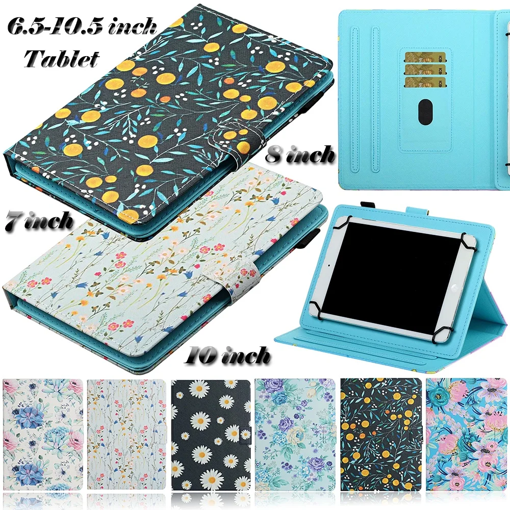 Flip Stand with Card Slots Leather Universal Tablet Protector Case Cover for All Tablet 6.5-10.5 inch 7 inch 8 inch 10 inch