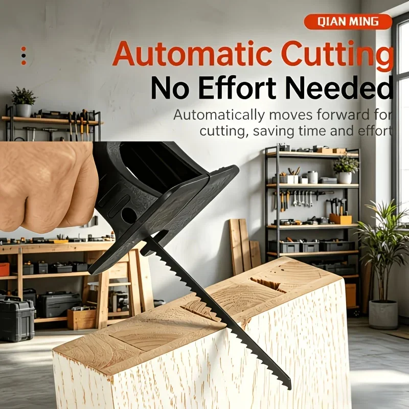 1Set Drill to Reciprocating Saw Adapter with Handle, 3Pcs Saw Blades, Wood Metal PVC Plastic Cutting Tool