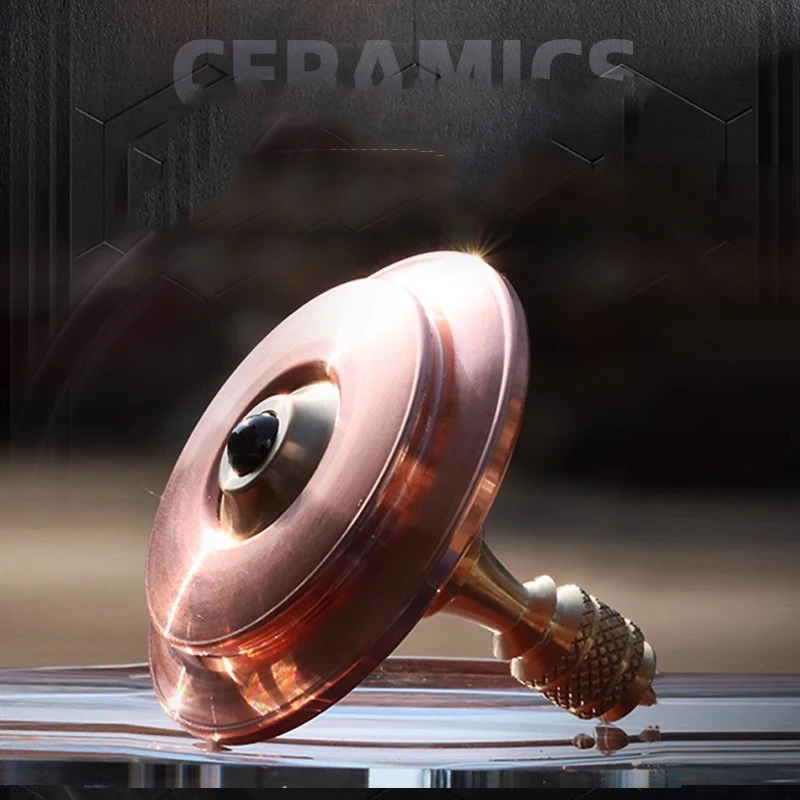 New 1PC Copper Body+ Brass Handle Hand Twisting Spinning Top Gyroscope Spinner Gyro Toy