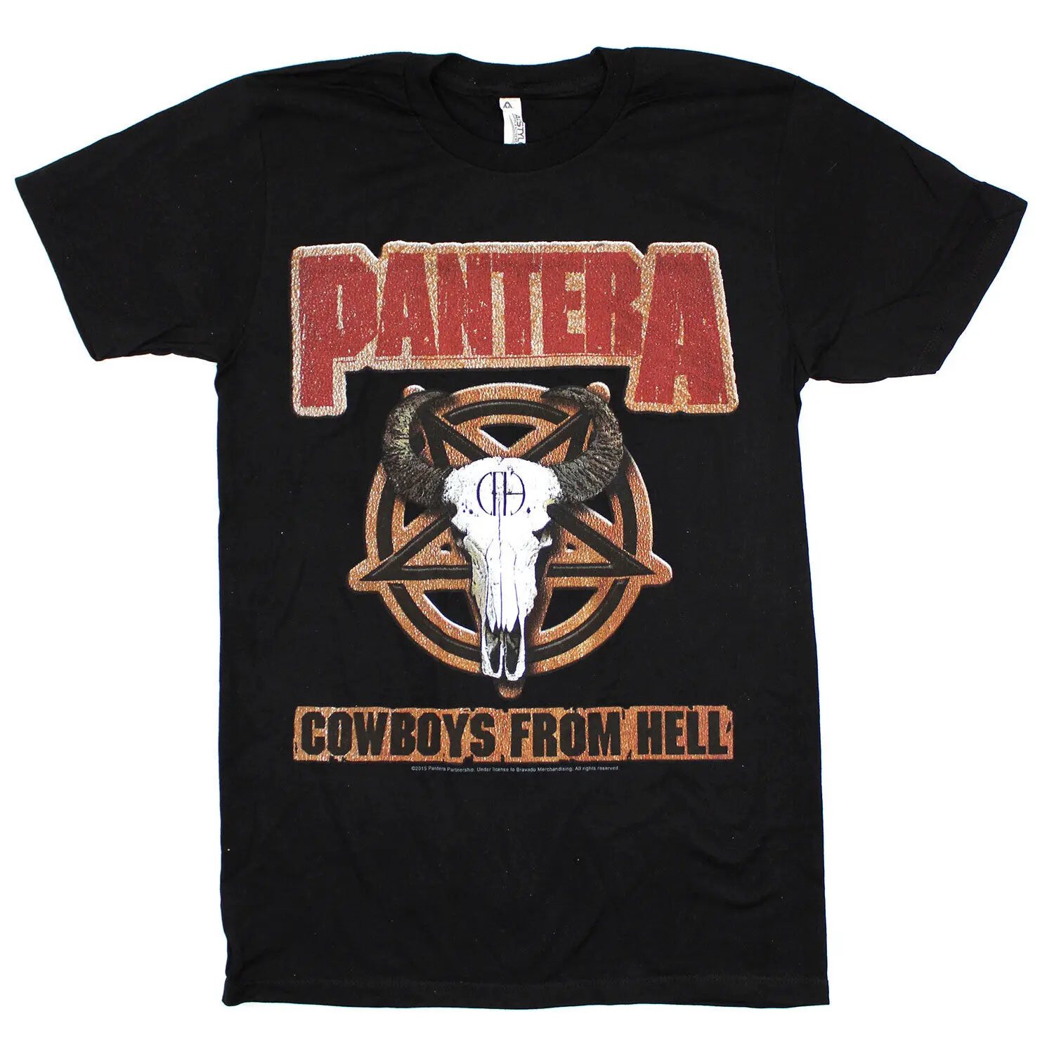 Men's Pantera Leather Patch Tee T-shirt Small Black