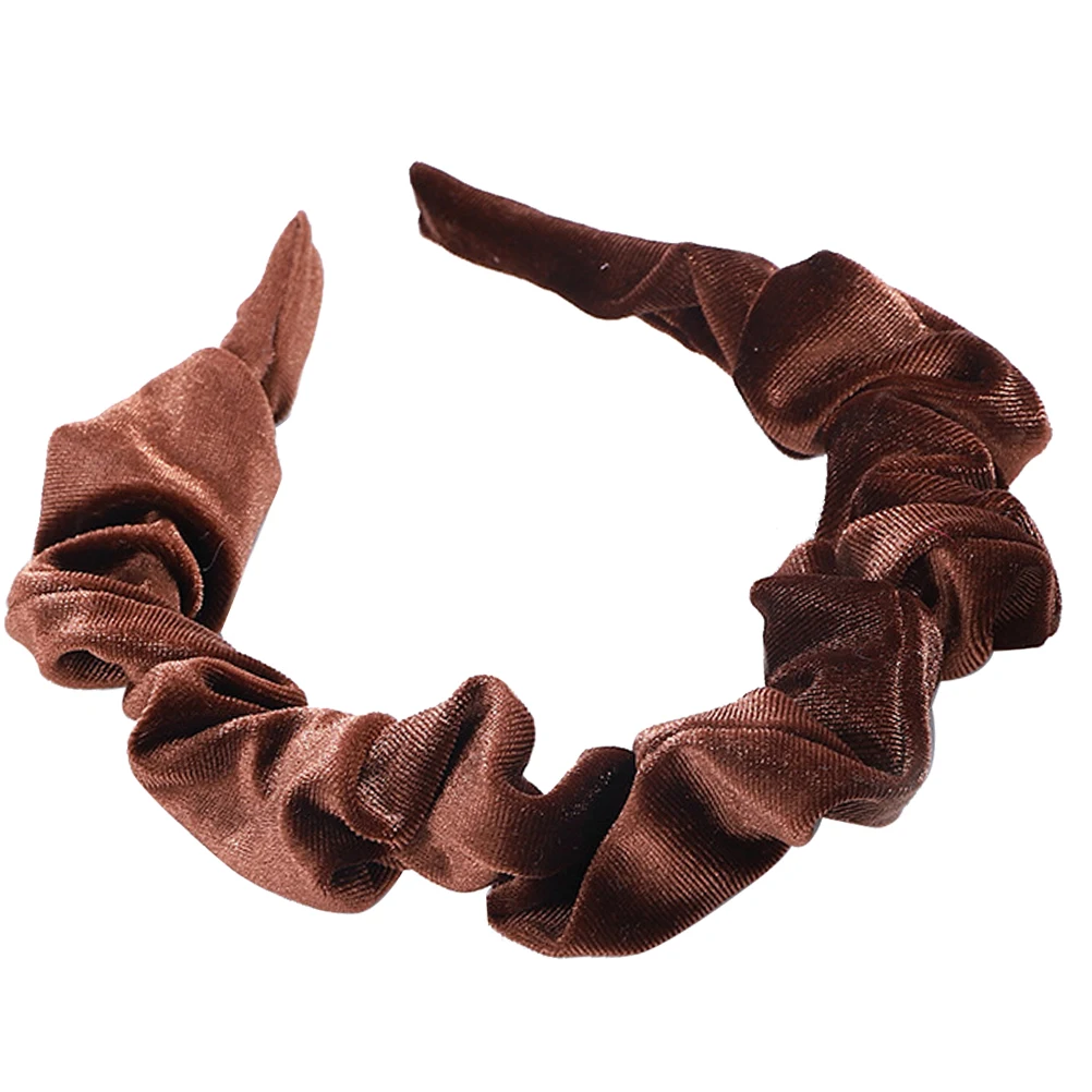 

Elegant Reddish Brown Velour Hair Hoop Normal Size Women Girls Party Dinner Headband Trendy Folds Hair Band Women Headband