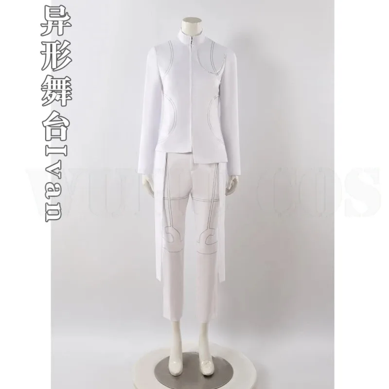 الغريبة المرحلة أنيمي إيفان الأبيض الحزن تأثيري شعر مستعار أسود لعب الأدوار حفلة مستديرة 6 الرجال هالوين كرنفال طقم ملابس ؛ 8,k'5;h.