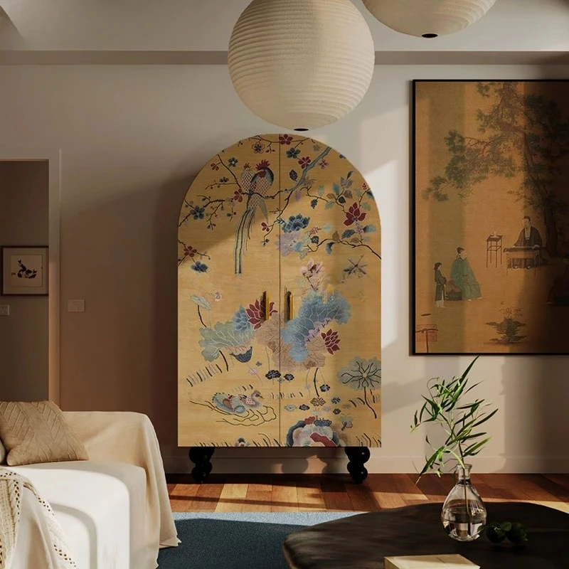 

HLZ Французский ретро шкаф из цельного дерева, шкафчик для хранения на противоположной двери