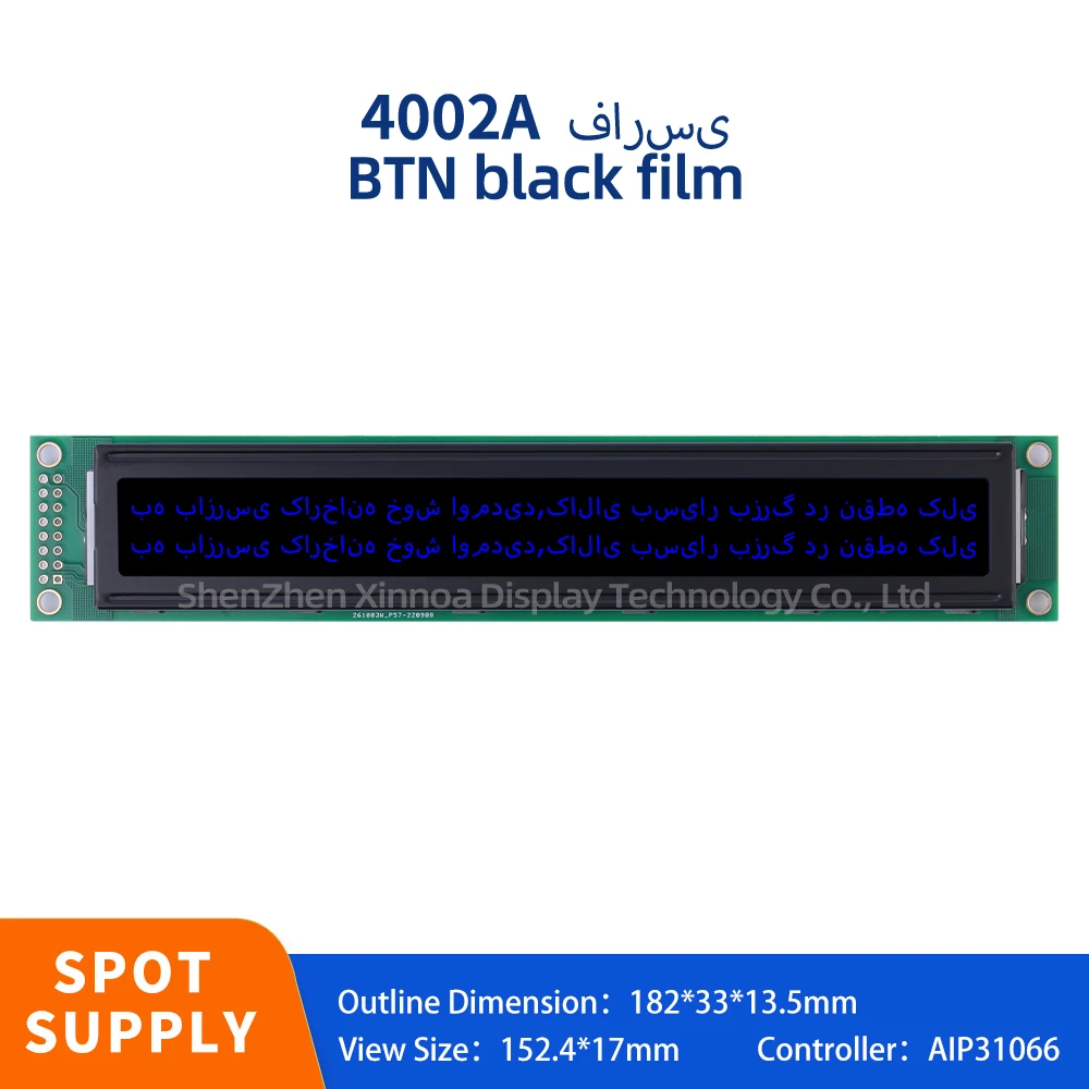 

Multiple Font Character Screen 182*33MM 402 40*2 40X2 LCD BTN Black Film Blue Letters Farsi 4002A High Brightness LCD Screen