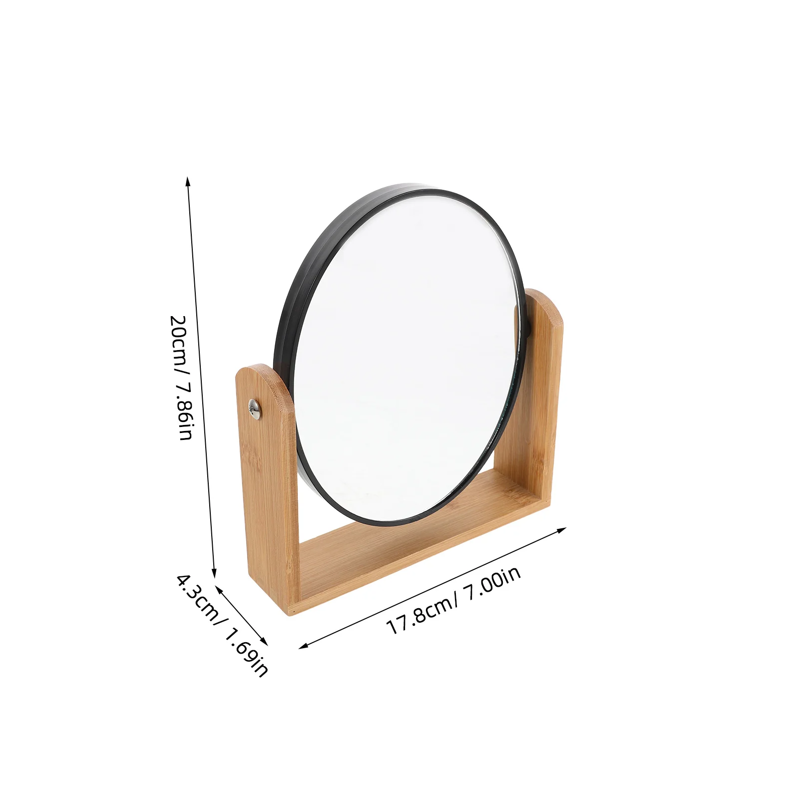 Bambus-Make-up-Spiegel, rund, doppelseitig, 3-fache Vergrößerung, drehbarer Desktop-Spiegel für Schminktisch, Schminkspiegel für Make-up-Schreibtisch