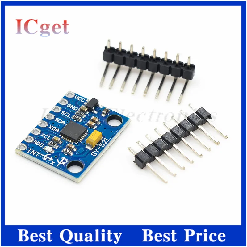 1Set IIC I2C GY-521 MPU-6050 MPU6050 3 Axis Analog Gyroscope Sensors + Accelerometer Module For Arduino With Pins 3-5V DC