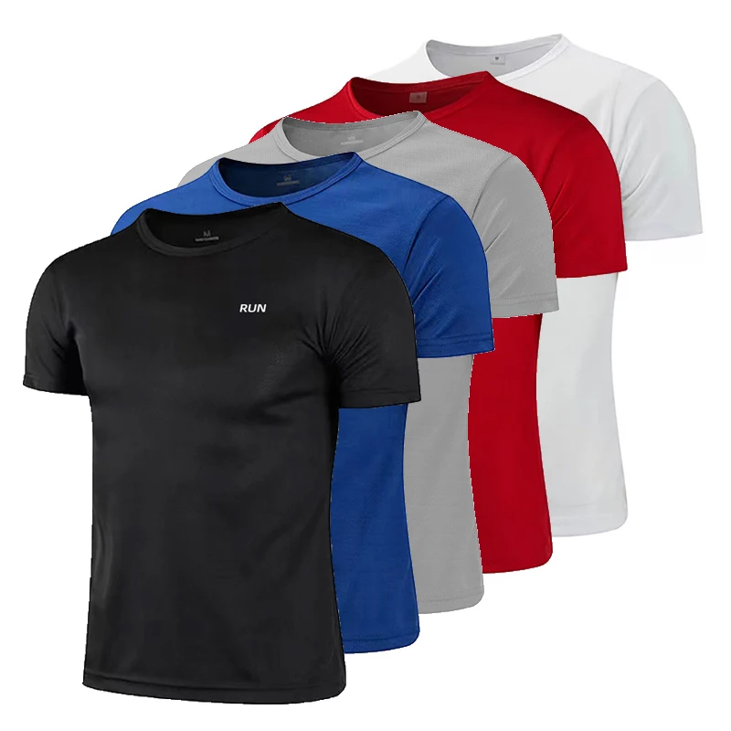 Men's Quick Dry Short Sleeve Gym Running Moisture Wicking Round Neck T-Shirt Lightweight Training Exercise Gym Sport Shirt Tops