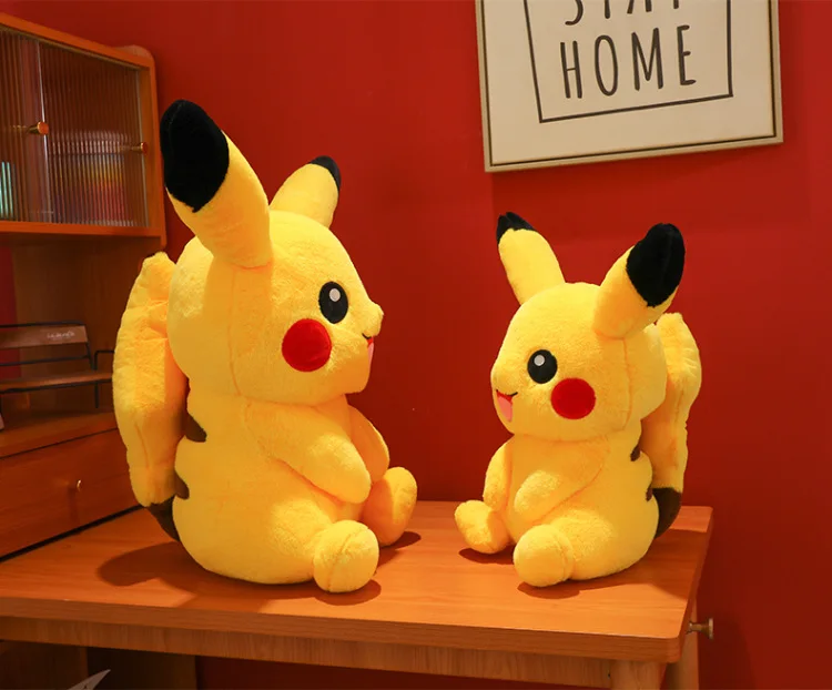 30-75cm Big Size Pikachu Plush Toy Cute Pokemon Pikachu Doll Super Soft Stuffed Pokémon Smile Pikachu Pillow Christmas Gifts Kid