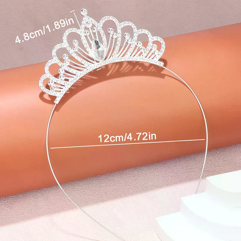 

Цельная праздничная повязка на голову с короной для девочек, подиум, милая повязка на голову с короной для маленьких девочек, детские аксессуары для волос, подарок на день рождения