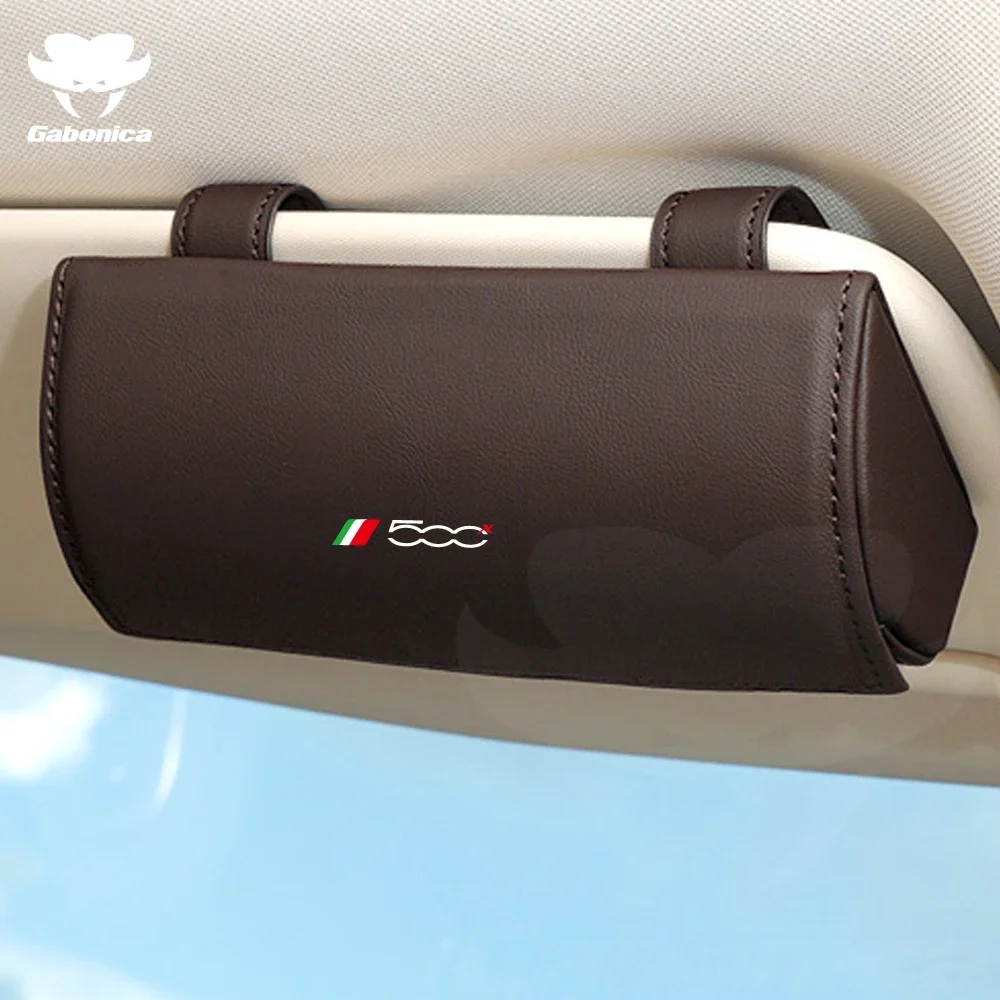 New Car Glasses Box Leather Luxury Storage Holder Sunglasses Case For Fiat 500 500C 500X Auto Visor Styling Interior Accessories