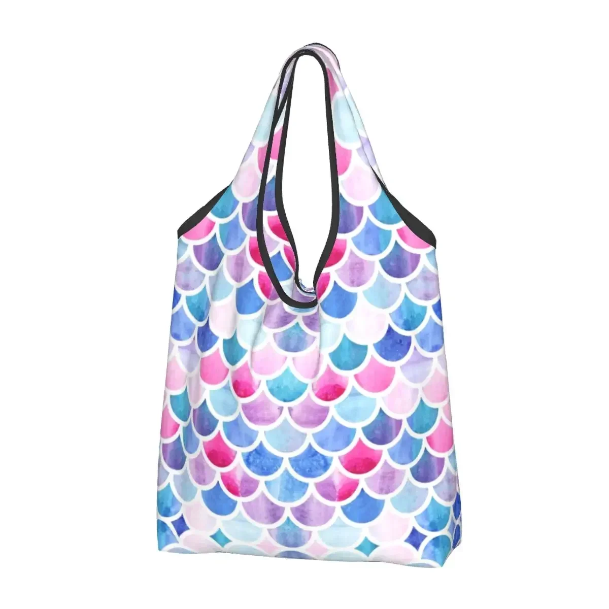 Kawaii Printing Fb605ccdGlitter Scales Print Tote Shopping Bags Portable Shopper Shoulder Handbag