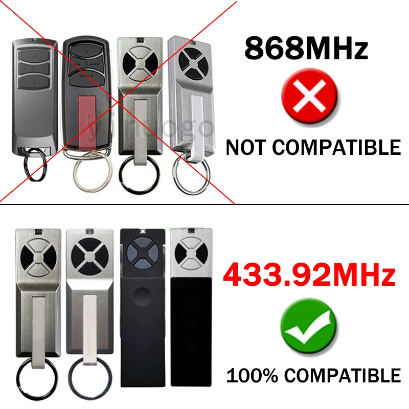 Compatible With TX2REV TX4RUNI TX4UNIS TX2EV 433.92MHz Rolling Code Gate Remote Control Garage Door Command Handheld Transmitter