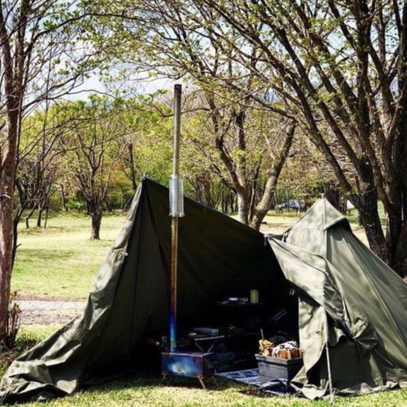 Imagem -02 - Tryhomy Camping Folding Titanium Fogão Tenda Exterior Aquecedor Queimador de Madeira Portátil Forno de Aço Inoxidável com Acessórios