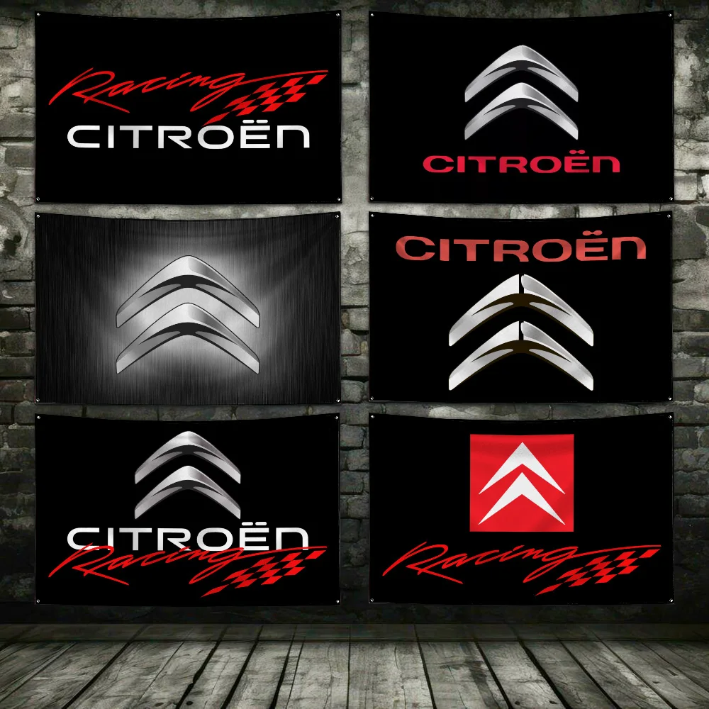 3x5 Ft For C-citroens Racing Flag Polyester Digital Printing Banner for Garage Wall Art Out Door Decoration With Brass Grommets