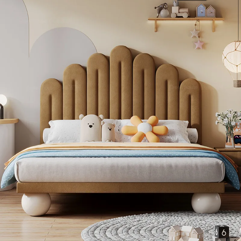 Princess Bed Girl Bedroom Bed Modern Simple Boy Solid Wood Single Bed Light Luxury Soft Bag