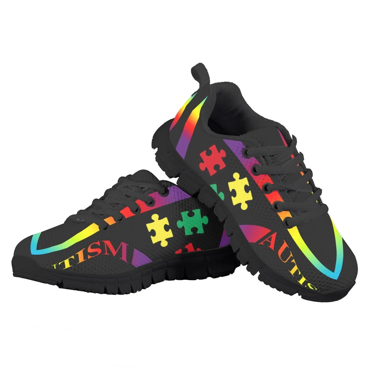 

Tennis Shoes Autism Awareness Jigsaw Pattern Children's Running Footwear Round Toe Shock Absorption Casual Sneakers New Fashion