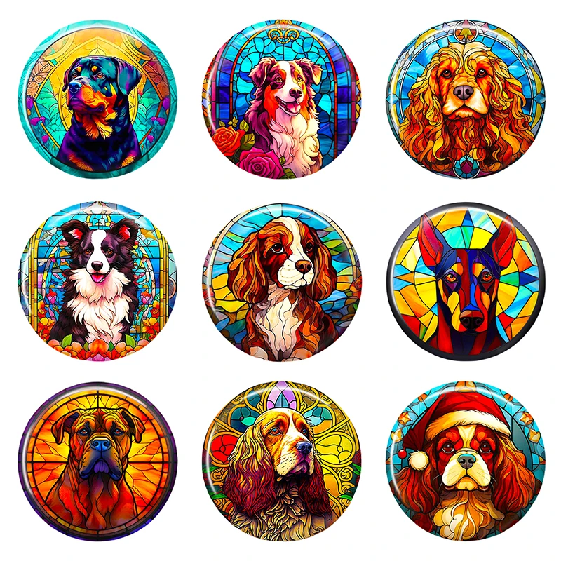 8mm 10mm 12mm 25mm 16mm 18mm 20mm DIY Photo Glass Cabochons Round Cameo Set Handmade Settings Stone Dog MZ65