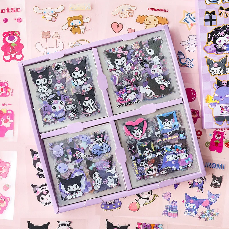 100Pcs Sanrio Box Stickers Cute Cartoon Kuromi Handbook Waterproof PVC Transparent Creative Stationery Deco Material Stickers