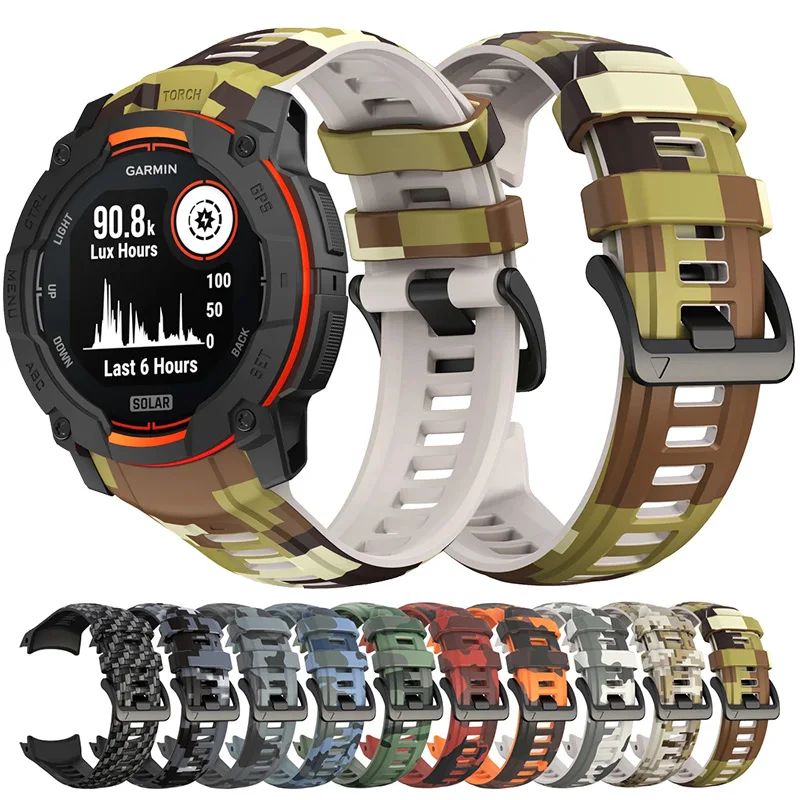 

Силиконовые ремешки для часов с камуфляжным принтом для Garmin Instinct 3, 50 мм, 45 мм, спортивный ремешок для часов, браслет для Garmin Instinct 3, женский и мужской