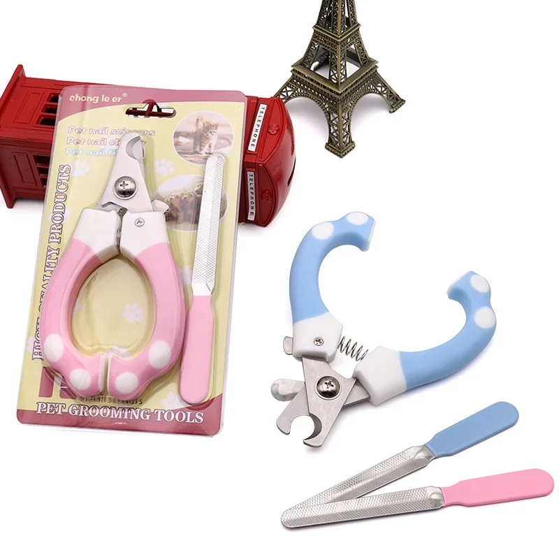 Professional Stainless Steel Pet Nail Clippers with File Set Dog Cat Claw Trimmer Grooming Scissors
