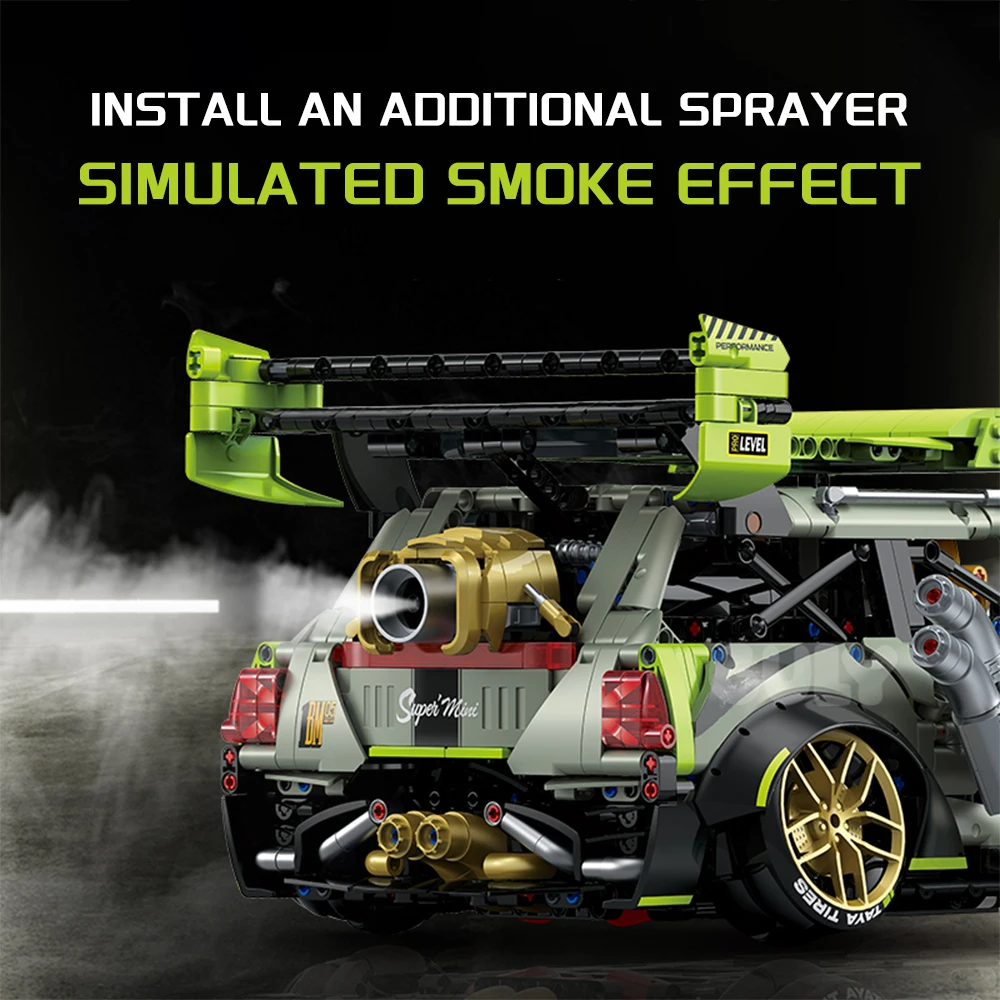 نموذج سيارة رياضية تقنية تعمل بالتحكم عن بعد بمقياس 1:10، مكعبات بناء لتجميع سيارة سباق مع محرك، أفضل هدية لعبة للأطفال والكبار