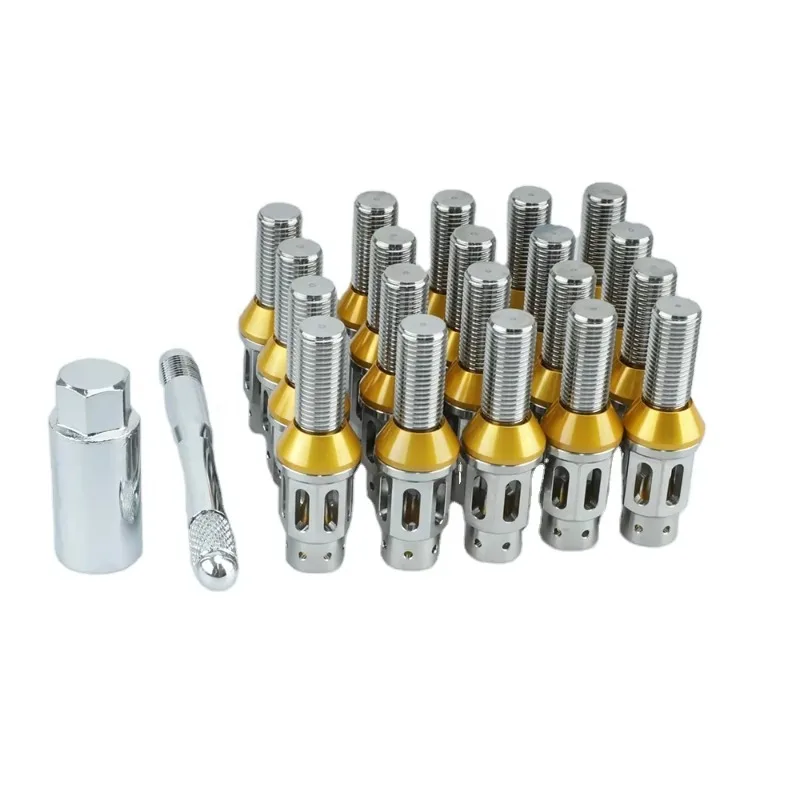 

20PCS/Set Titanium Alloy Hollow Tire Wheel Cone Lug Nut Bolts Length 28mm for German Car Wheel Screw Bolt