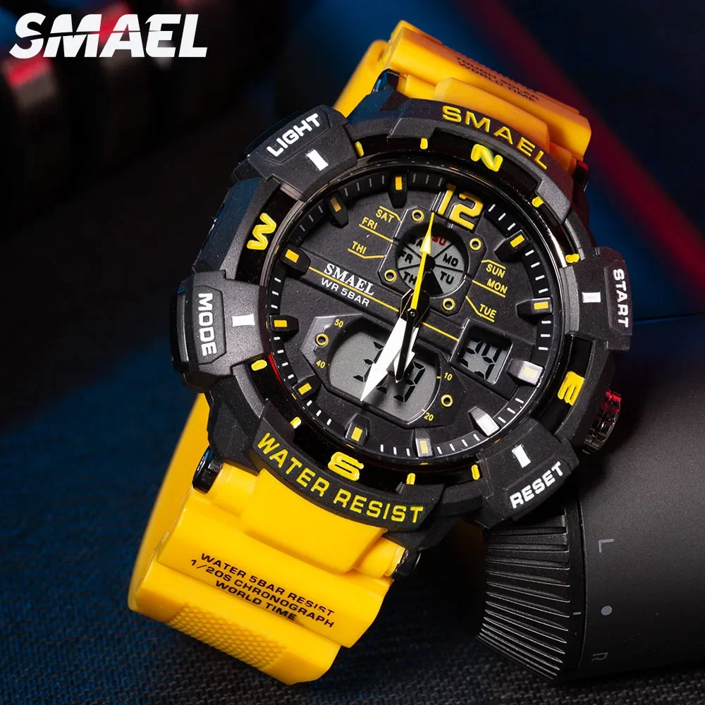SMAEL Display Electronic Quartz Watch 8045 Cool Shockproof Electronic Watch Multi functional Waterproof Sports Dual