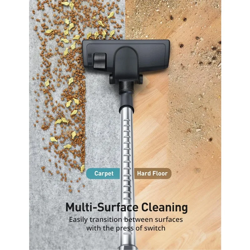 Canister Vacuum Cleaner, 1200W Bagless Vacuum Cleaner with 3.7Qt Large Capacity, HEPA Filter, Auto Cord Rewind, 5 Tools