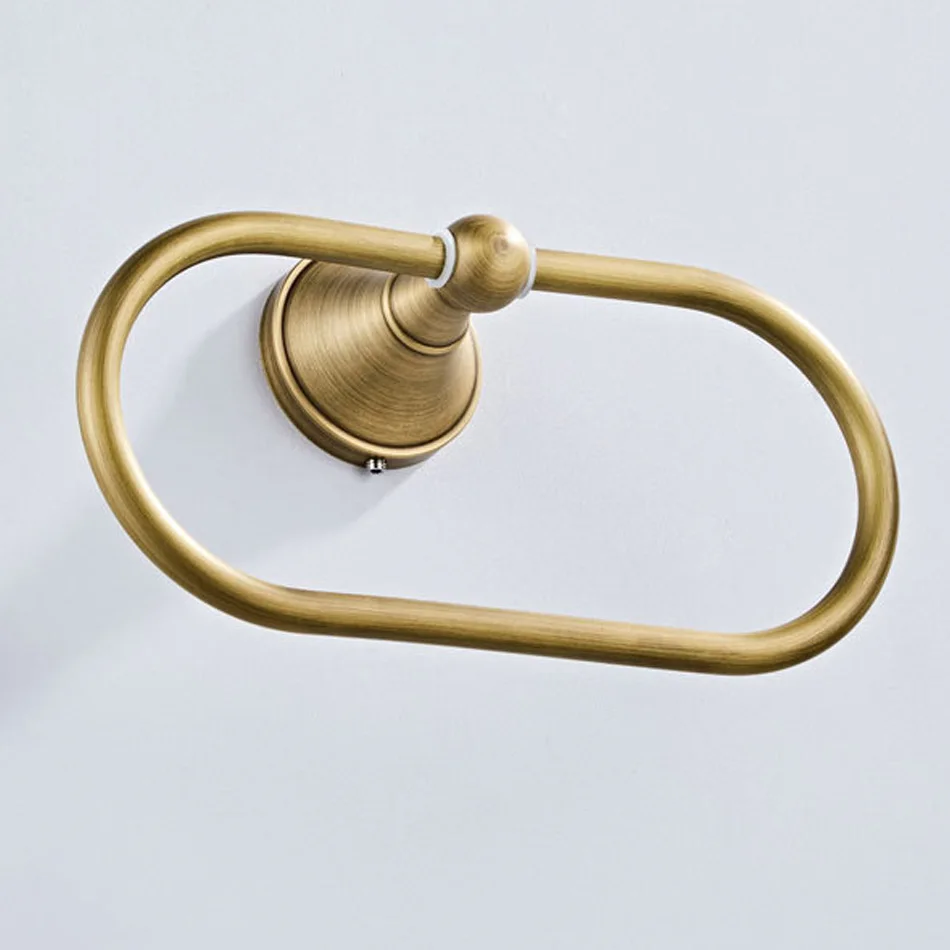 Antique Towel Ring Brass Brushed Black Gold White Grey Chrome Oval Wall Mounted Lavatory Bathroom Towel Holder Ring Shelf Hanger