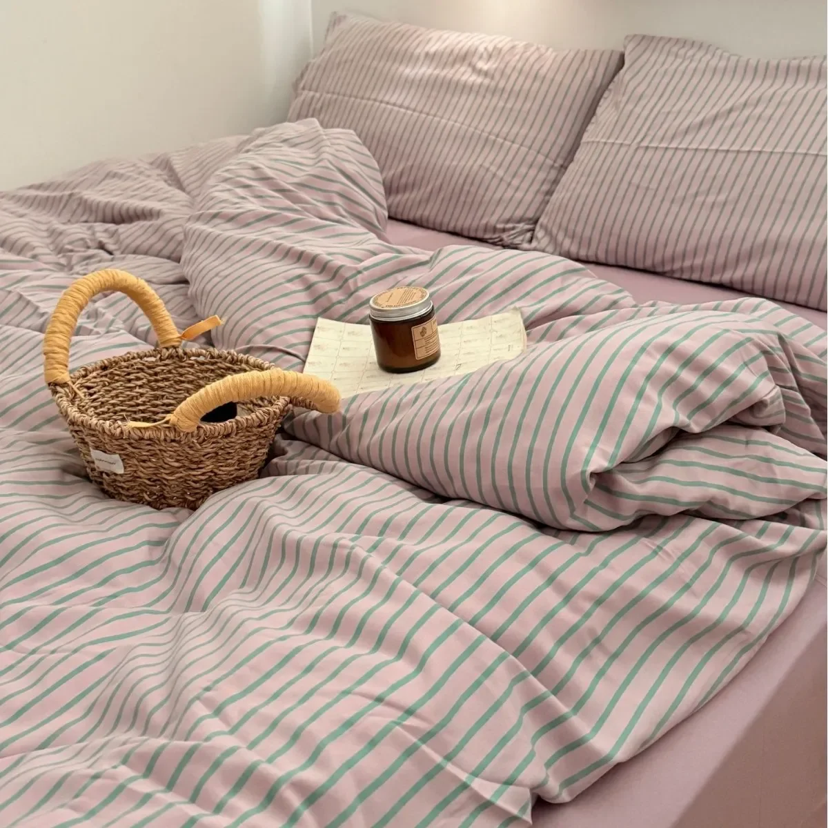 Bed Linen Sheets Duvet Cover Comforter Sets Striped Blogger Style Bedding 4pcs Set Simple Mix Match Student 3pcs Set of Sheets