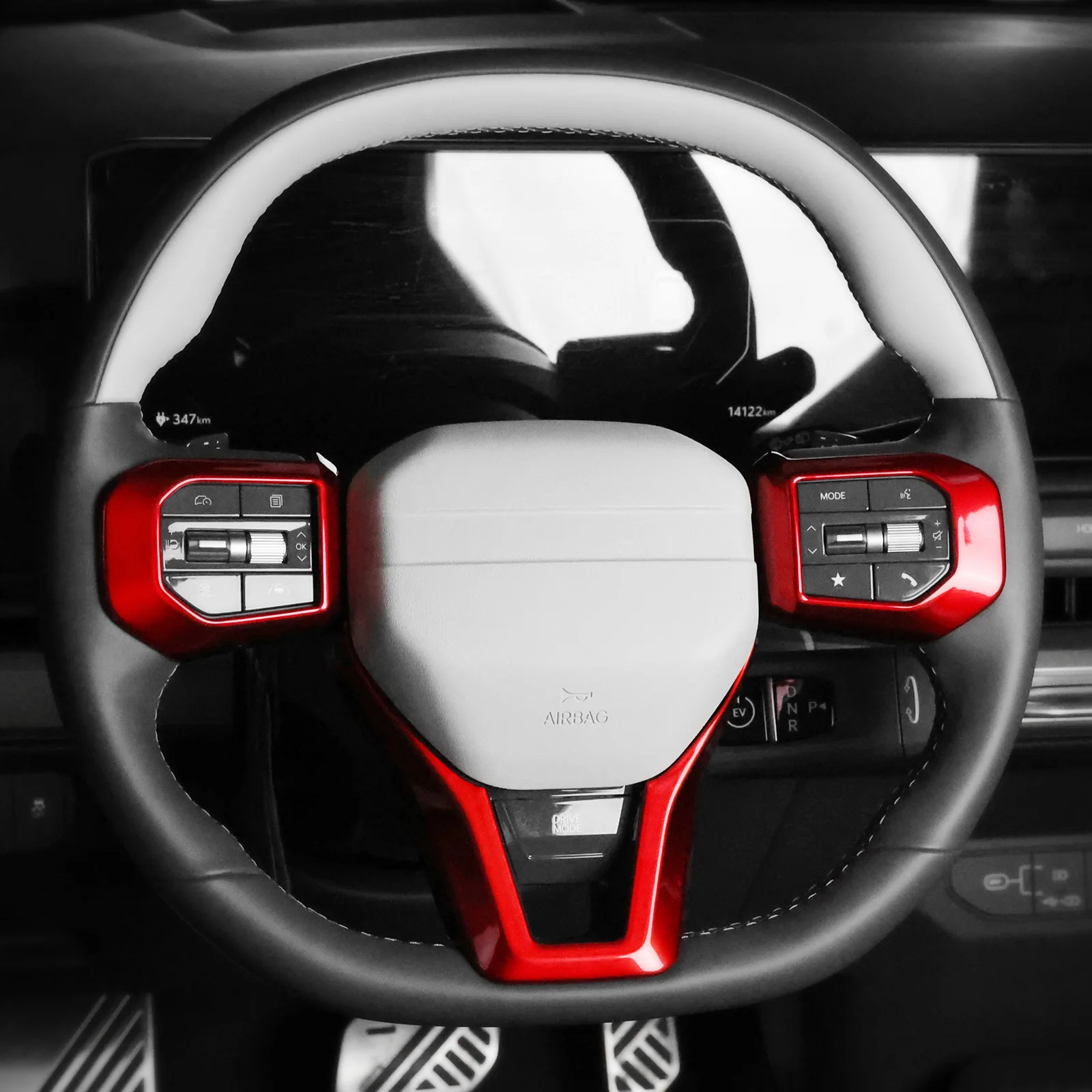 Red Interior Steering Wheel Button Cover Chin Panel Frame Trim ABS Car Accessories 3pcs For Kia EV3 GT Line