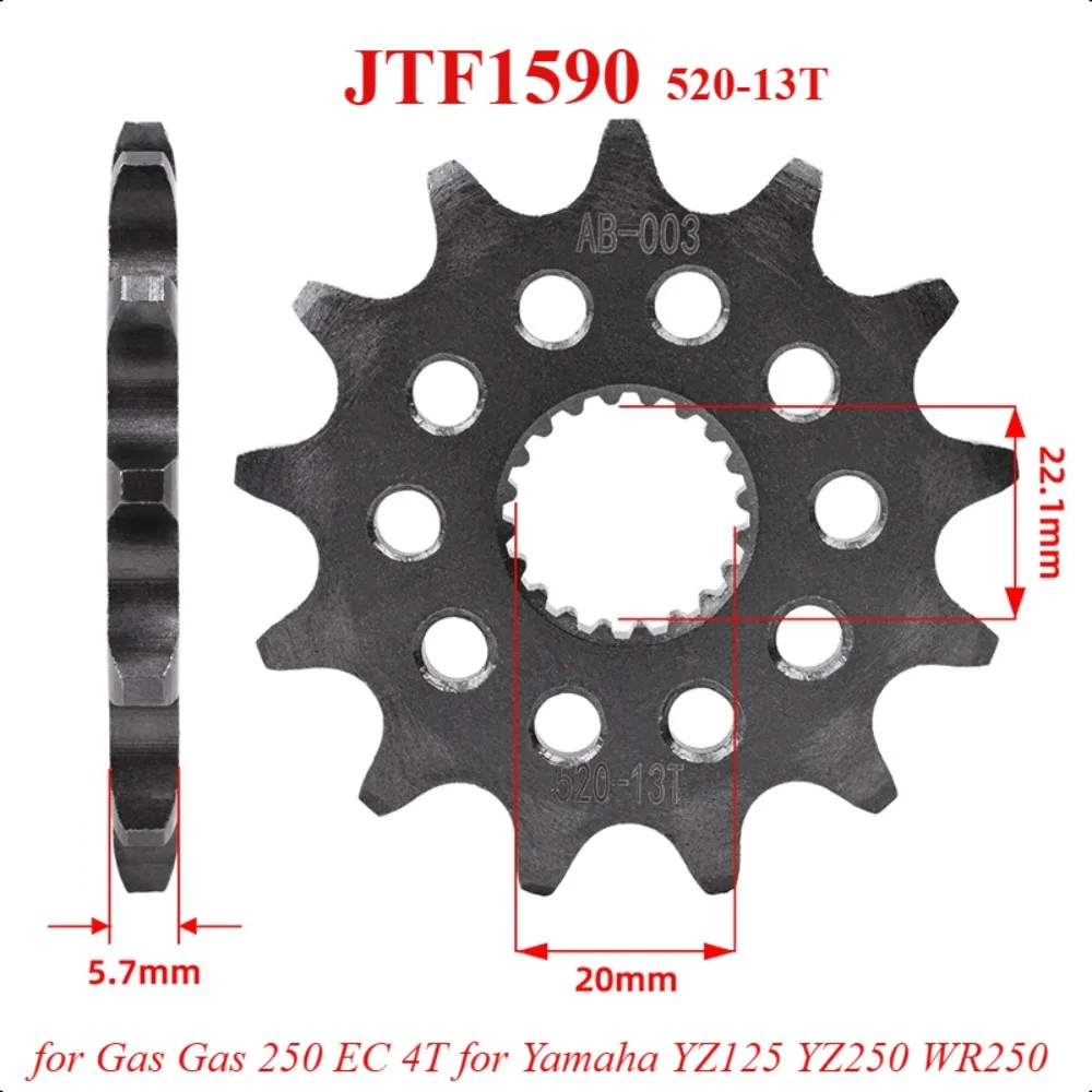 

1pc 520 13T JTF1590 Motor Front Sprocket Gear Staring Wheel Cam for Gas Gas 250 EC 4T for Yamaha YZ125 YZ250 WR250