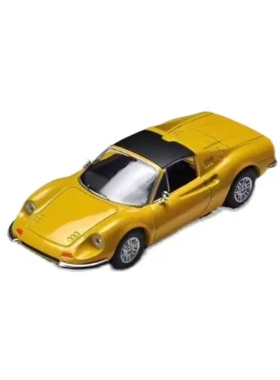 TOMYTEC TLV 1:64، Dino 246GTS أصفر، نموذج سيارة محاكاة مصغر ثابت مصنوع من خليط معدني، هدية لعب للأولاد في العطلة.