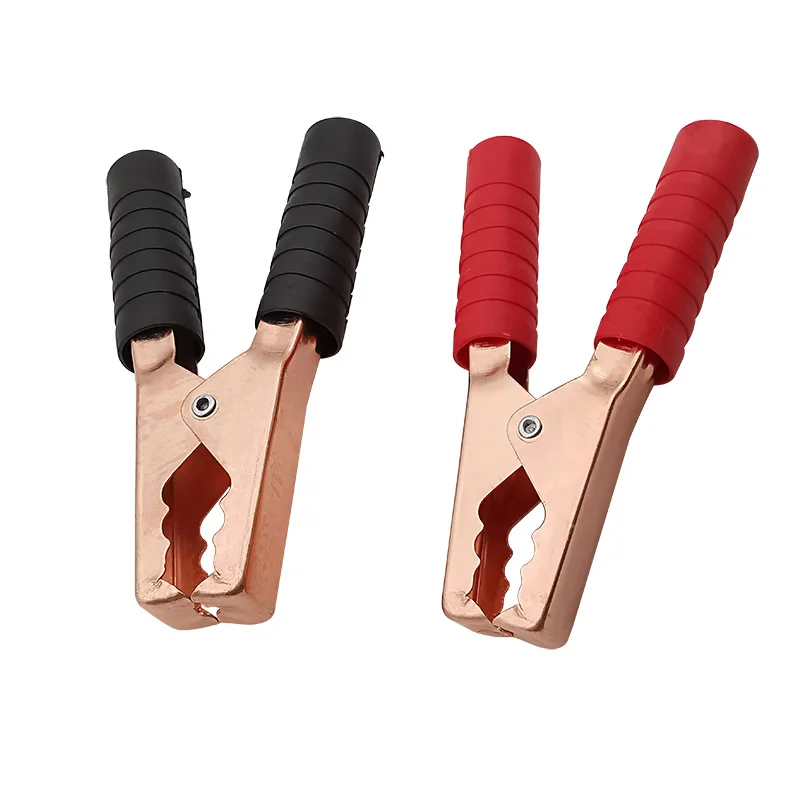 1Pair 200A Alligator Clip Car Battery Test Large Crocodile Clamp Length 14CM with Red Black Plastic Sheath