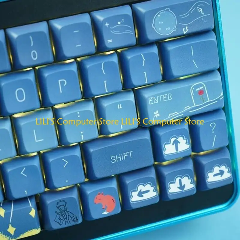 

A52B Full 128 Keys Keycaps, XDA Profile PBT Keycap, Blue Swim Keys caps