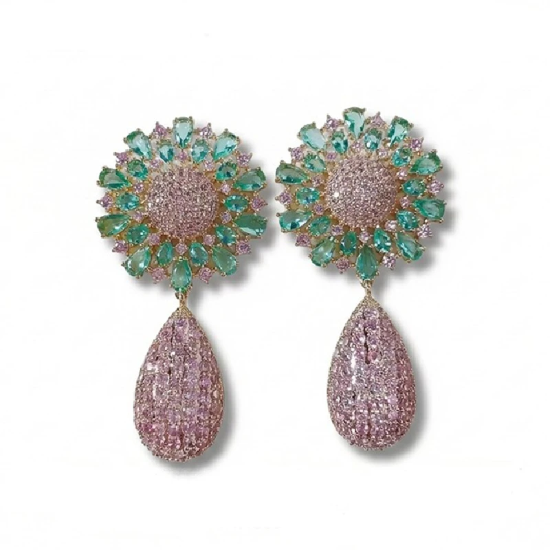 

Серьги SENYU класса люкс с цветочным дизайном и подвесками в форме капли, розовые, с кубическим цирконием, красивые женские украшения для вечеринок, серьги для невесты в стиле Дубай