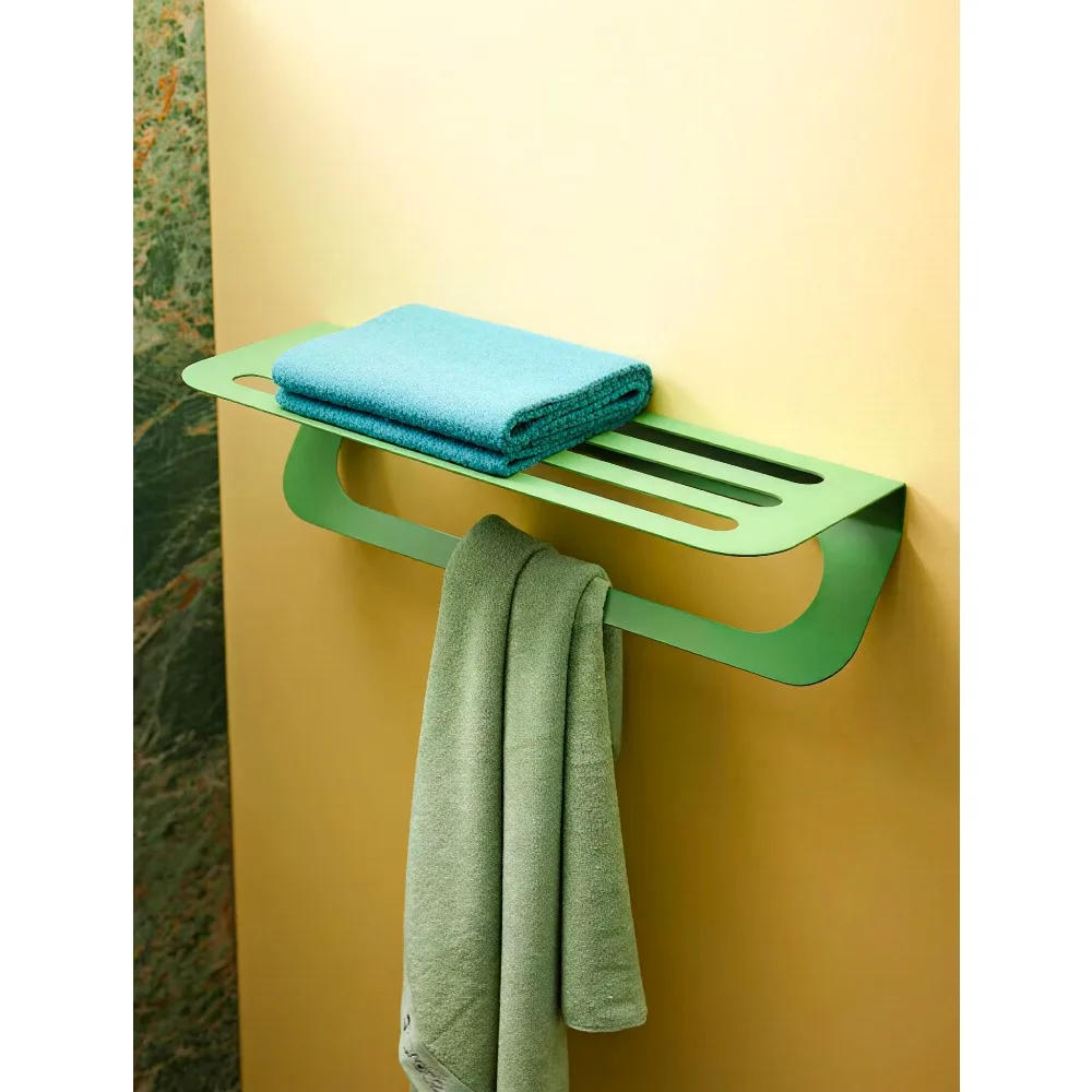

Modern Metal Bathroom Towel Shelf, Wall Mounted Storage Rack with Towel Bar,Durable Modern Organizer for Home Use