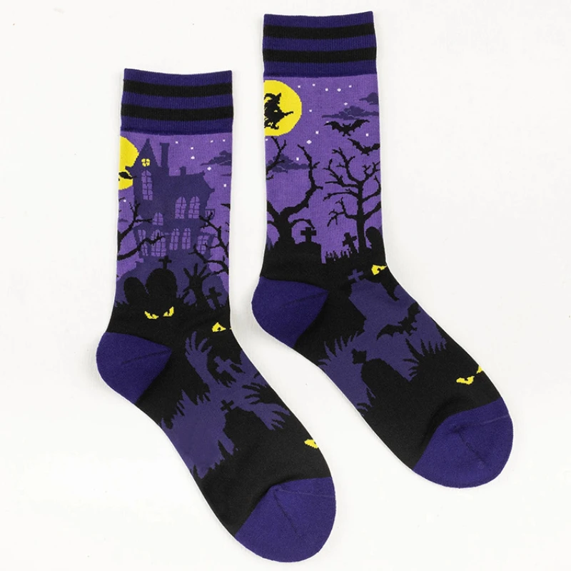 Spring/Summer New Personalized Gothic Style Dark Retro Jacquard Fashion Socks Couple Cotton Socks