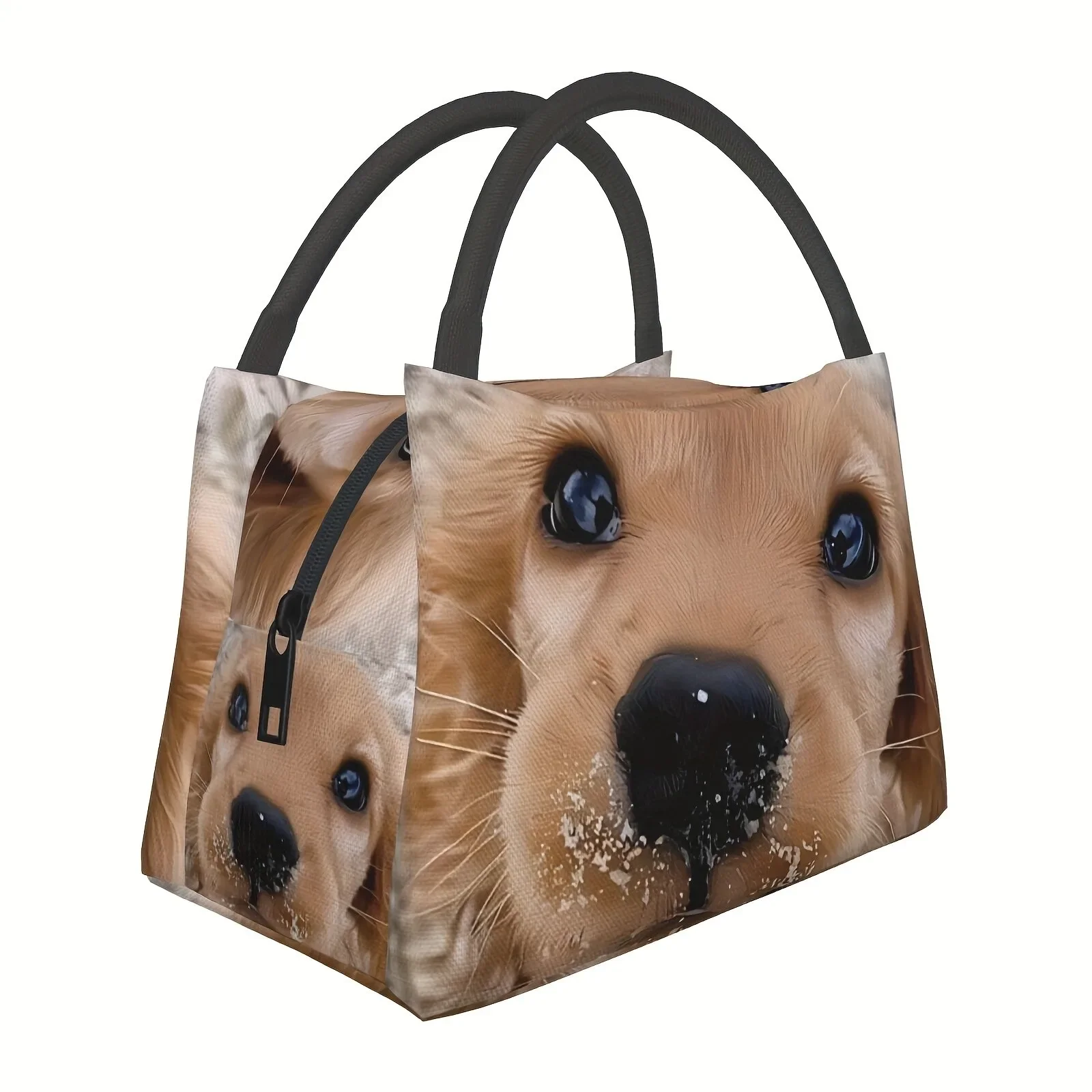 Cute Puppy Face Insulated Lunch Bag Reusable Thermal Cooler Tote for Work School Picnic