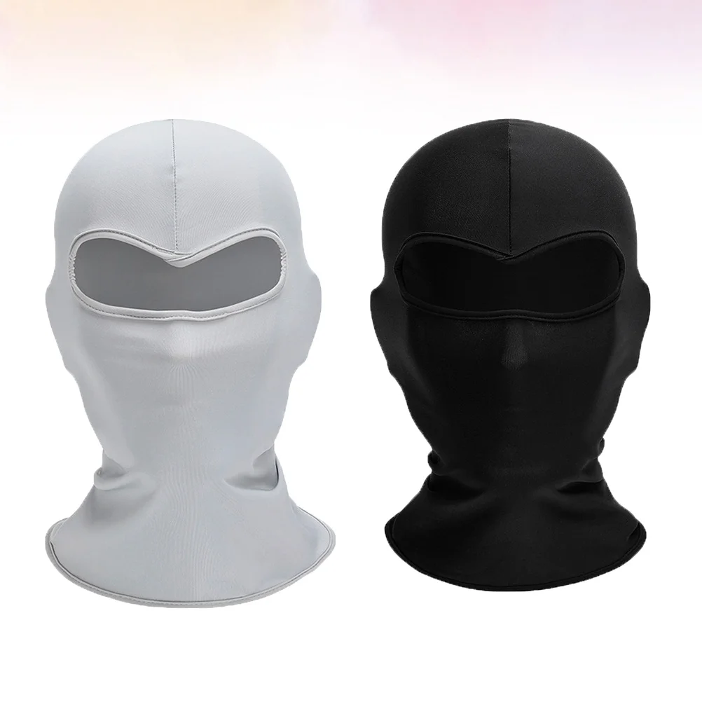 2Pcs Protective Sun Block Mask Headwear Outdoor Riding Cycling Ice Silk Breathable Comfortable Mask Black Light Grey