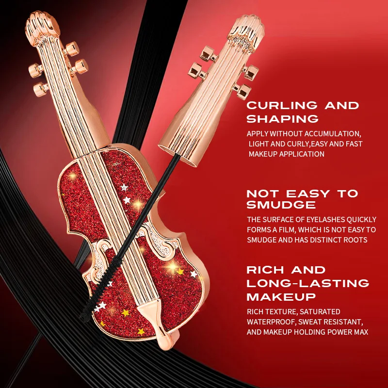Violin Mascara Lengthening Volume Defining Mascara,Long, Thin,Curly,Waterproof Black Mascara,Long-lasting,No Smudging,Eye Makeup