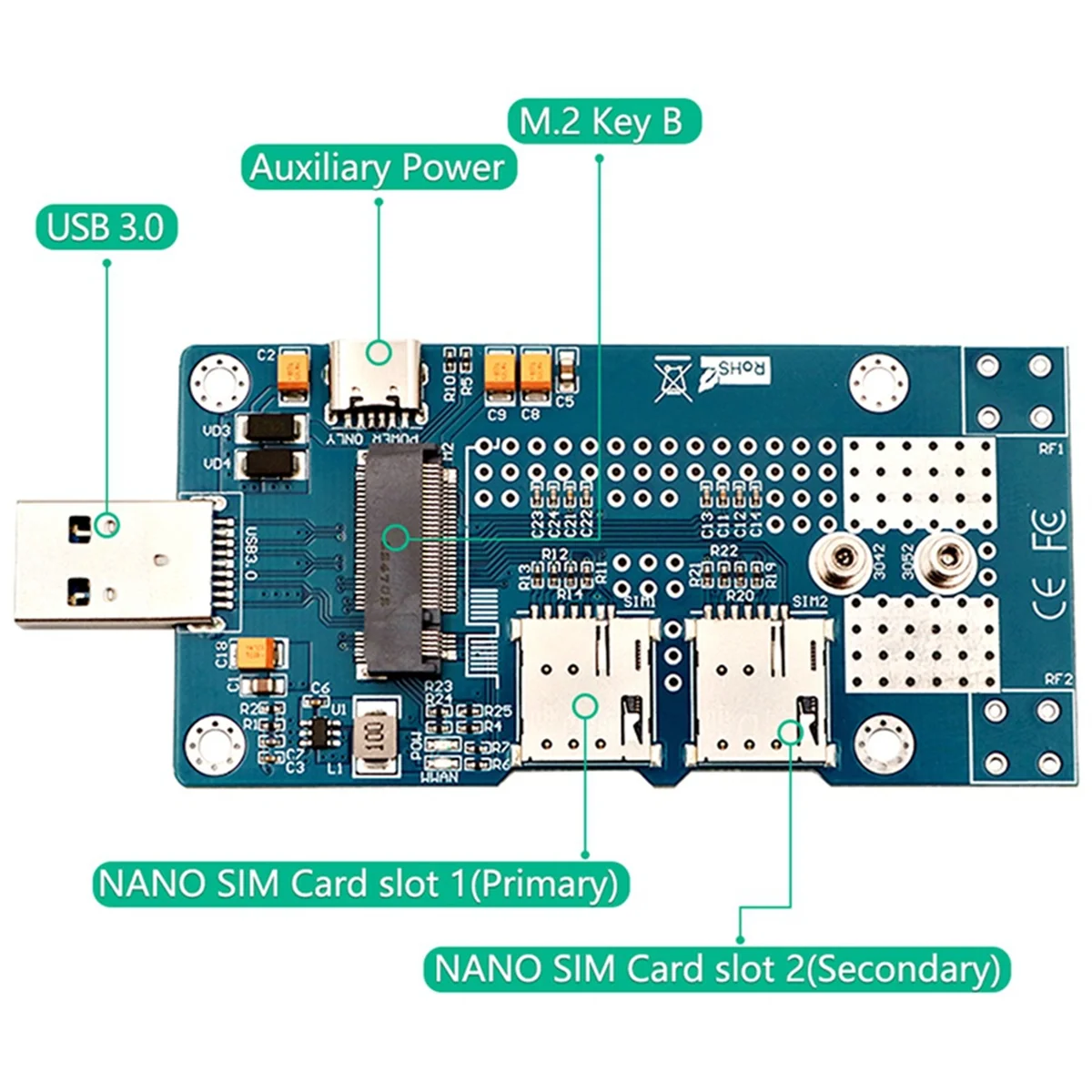 

【Найвичайшая цена!】{Адаптер M.2 к USB 3.0 с поддержкой двойного слота для SIM-карты NANO, модуль 3G/4G/5G/LTE 3042/3052 для настольных ПК