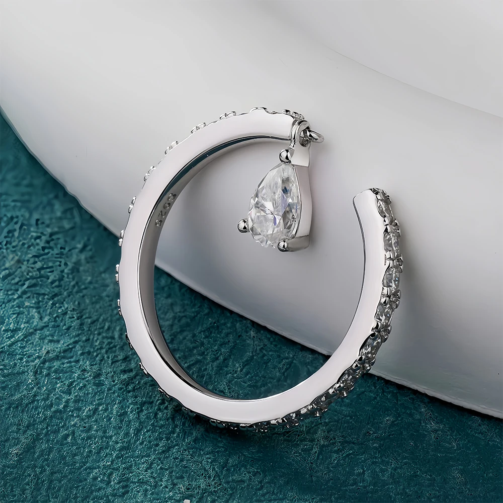 

Кольцо с муассанитом грушевидной огранки 4x6 мм, с подвеской-каплей, для женщин, из стерлингового серебра 925 пробы, ювелирное украшение для вечеринок, подарок